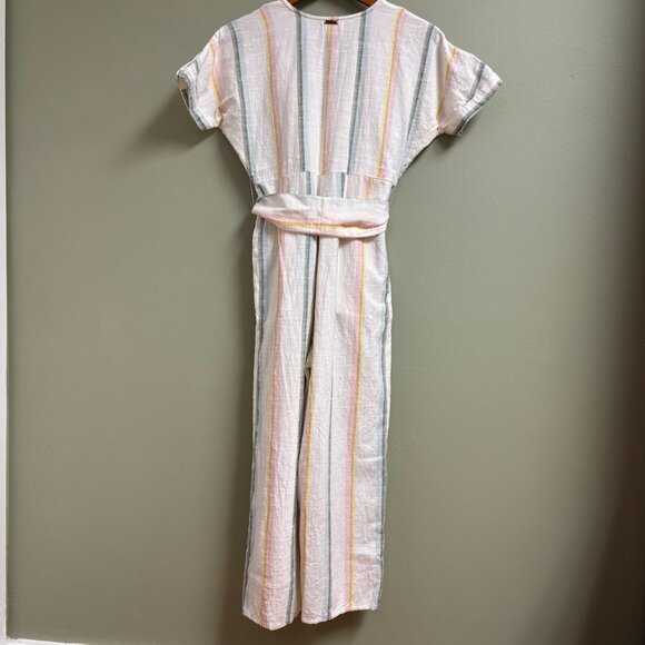 Billabong x The Salty Blonde Weaver Striped Jumpsuit Size M Beach Wide Leg Tie - Picture 4 of 16